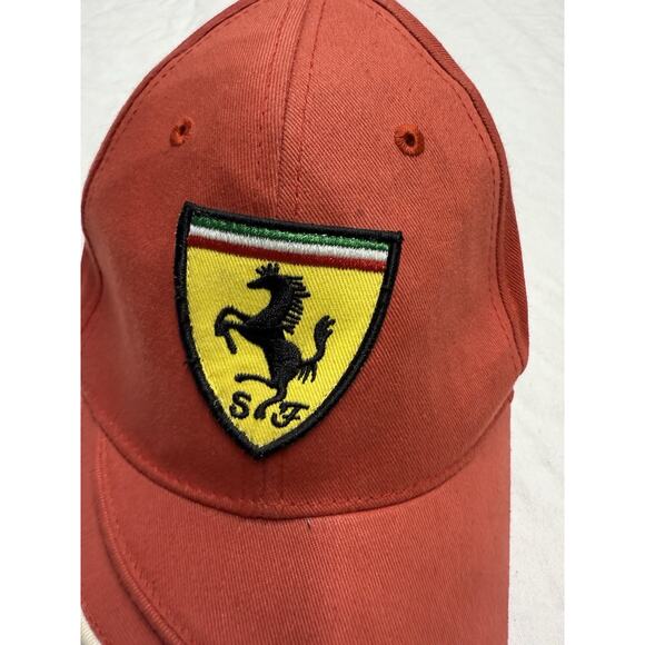 FERRARI Hat Color Red Italian Flag One Size Adjustable Cap - Picture 4 of 13
